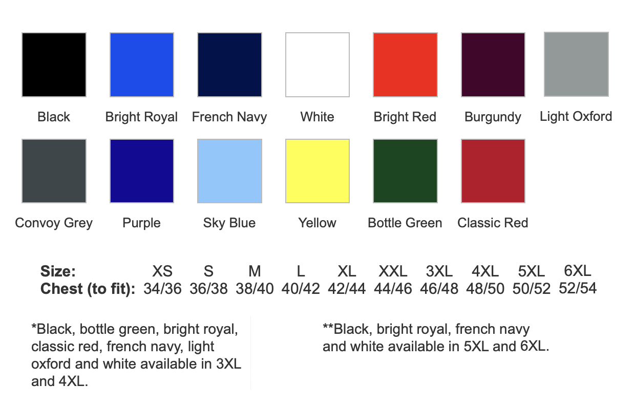 polo colours and sizes